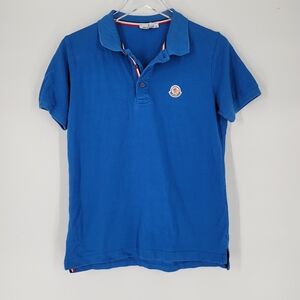 Moncler Women's Short Sleeve Logo Light Blue Polo Shirt Size M